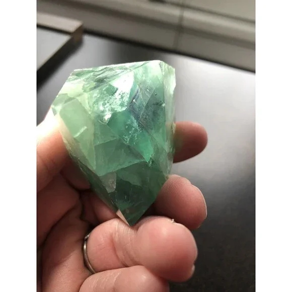 Green Fluorite Gorgeous Polished 6.5 Oz Mineral Specimen Paper Weight - Picture 8 of 12